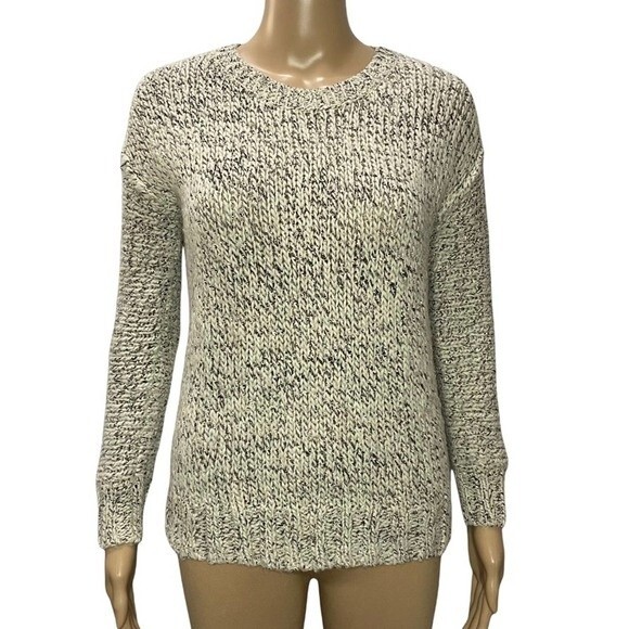 J. Crew Marled Drop-Shoulder Gray/Cream Raw Seam Sweater XXS - Picture 1 of 10